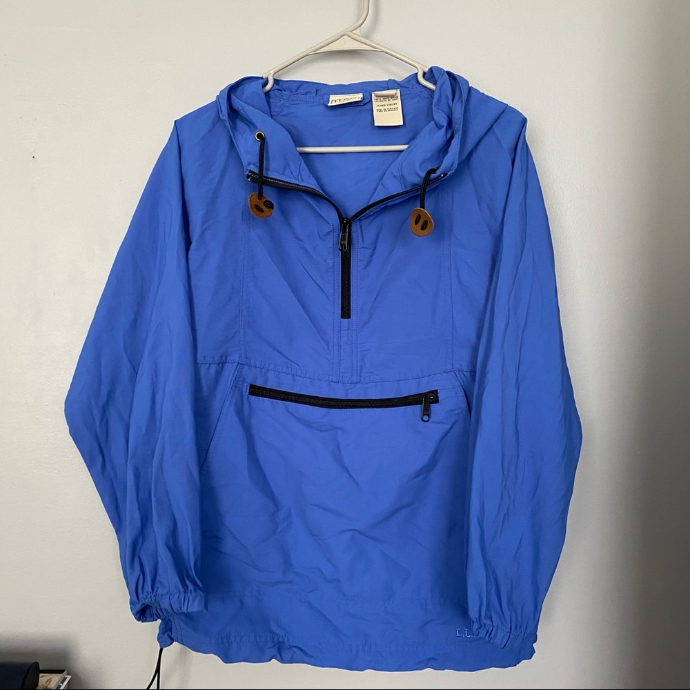 LL BEAN Blue Stowaway Windbreaker